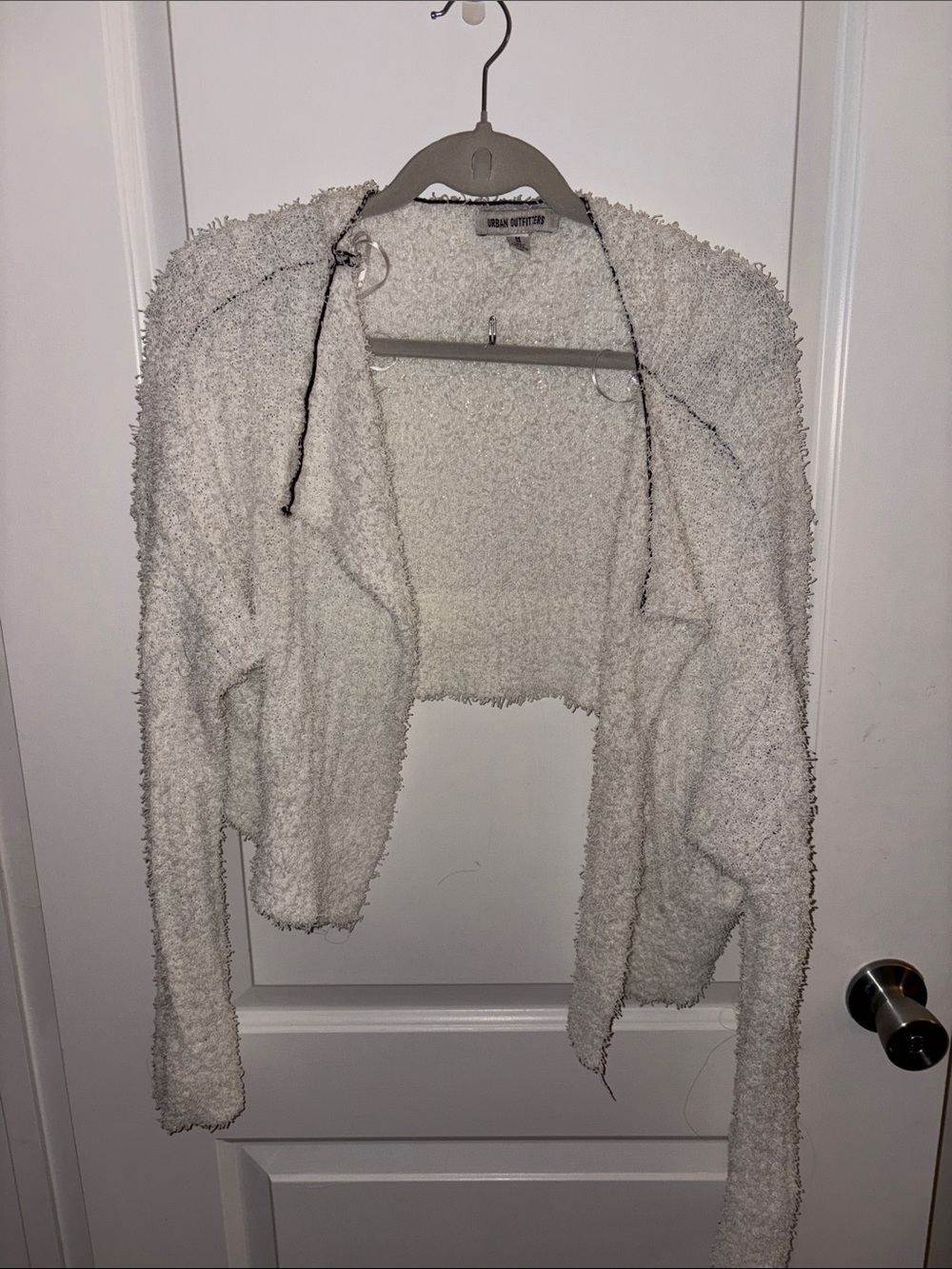Urban Outfitters Cream Plush Open-Front Cardigan